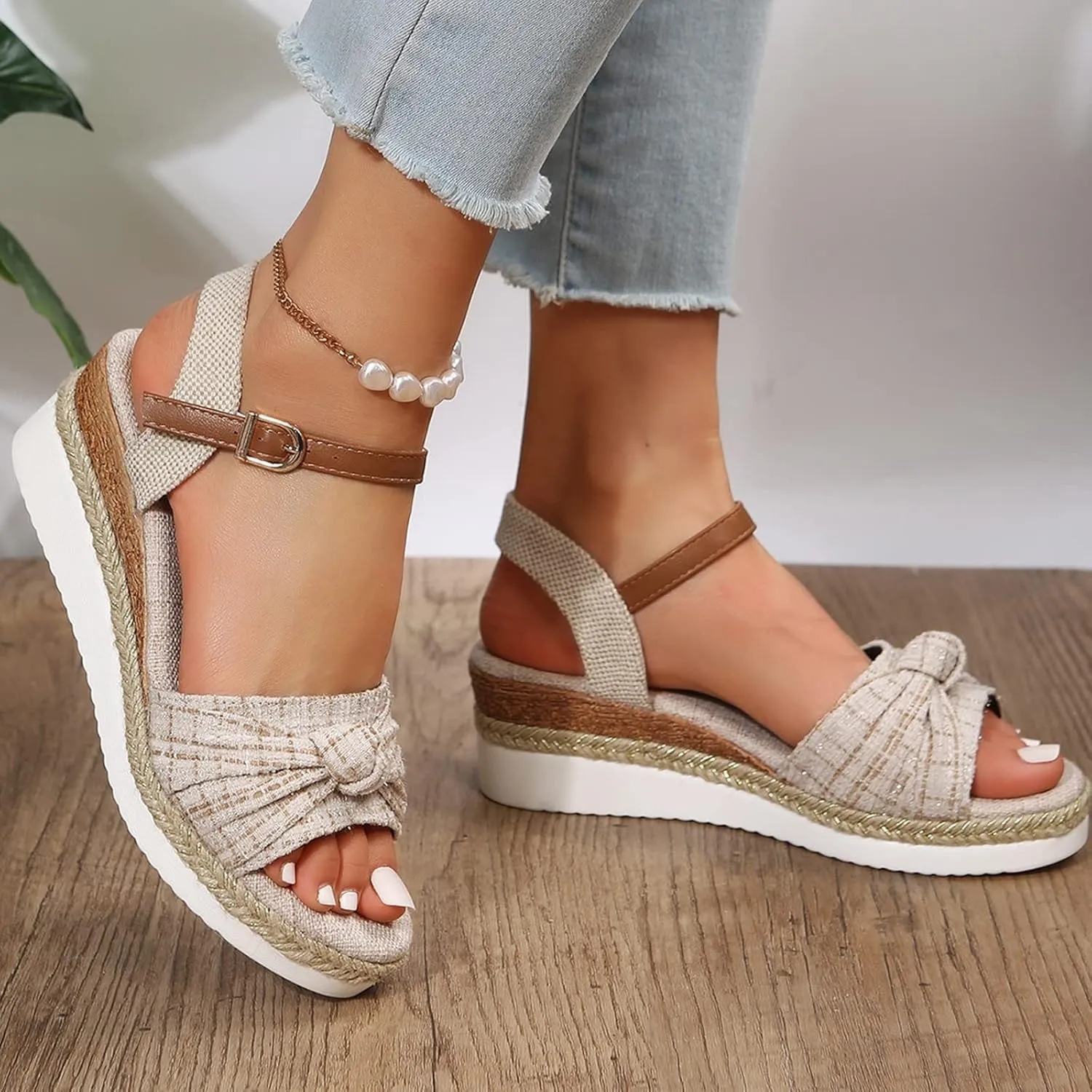 Orthopedic Wedge Sandals for Women Summer Dressy 2025 Open Toe Ankle Strap Platform Casual Strappy Wedges Slip on Beach Sandals Dress Shoes Comfortable Outdoor