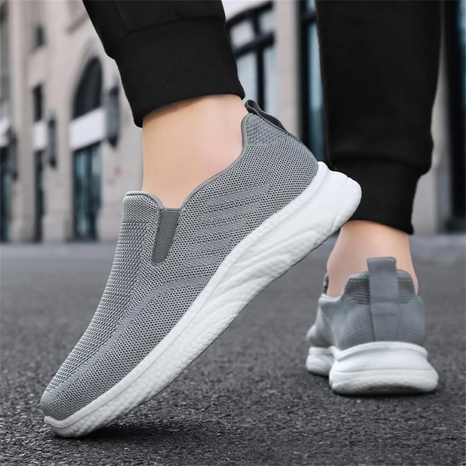 Orthopedic Woven Breathable Soft Slip On Arch Support Mesh Casual Running Shoes Wide Width Walking Sneaker