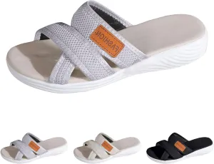 Orthotic Sandals for Women with Arch Support, Women's Hollow Mesh Slide Sandals Wide Width Orthopedic Slippers Comfortable Flip Flops Beach Vacation Walking Shoes for Plantar Fasciitis