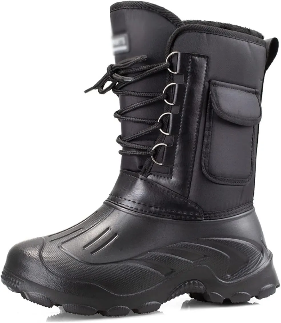 Outdoor Men's Snow Boots, Autumn and Winter Thickened Warm Insulation Mid Barrel Waterproof Men's Snow Anti-skid Shoes, for Hiking Trekking Climbing Boot