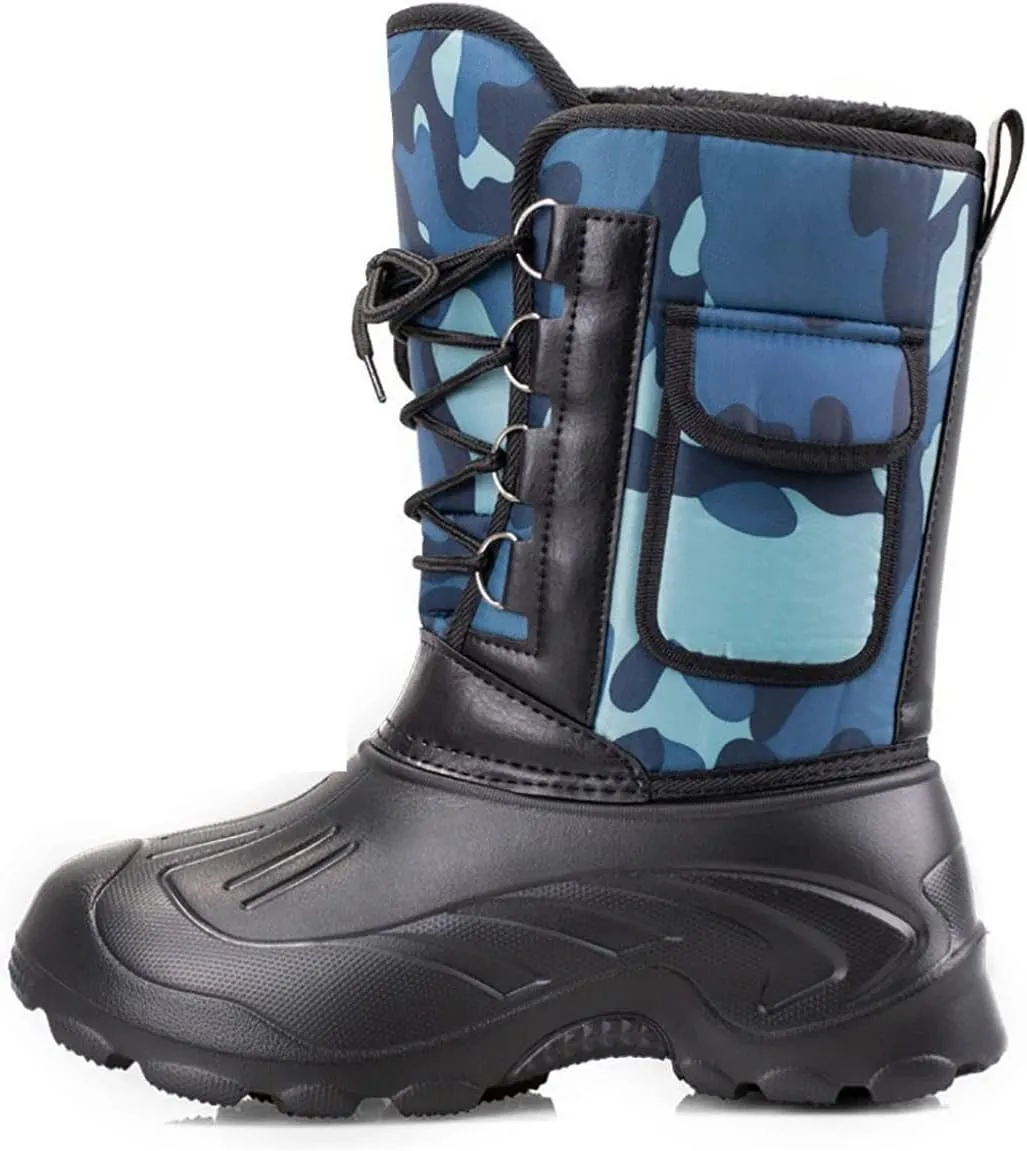 Outdoor Men's Snow Boots, Autumn and Winter Thickened Warm Insulation Mid Barrel Waterproof Men's Snow Anti-skid Shoes, for Hiking Trekking Climbing Boot