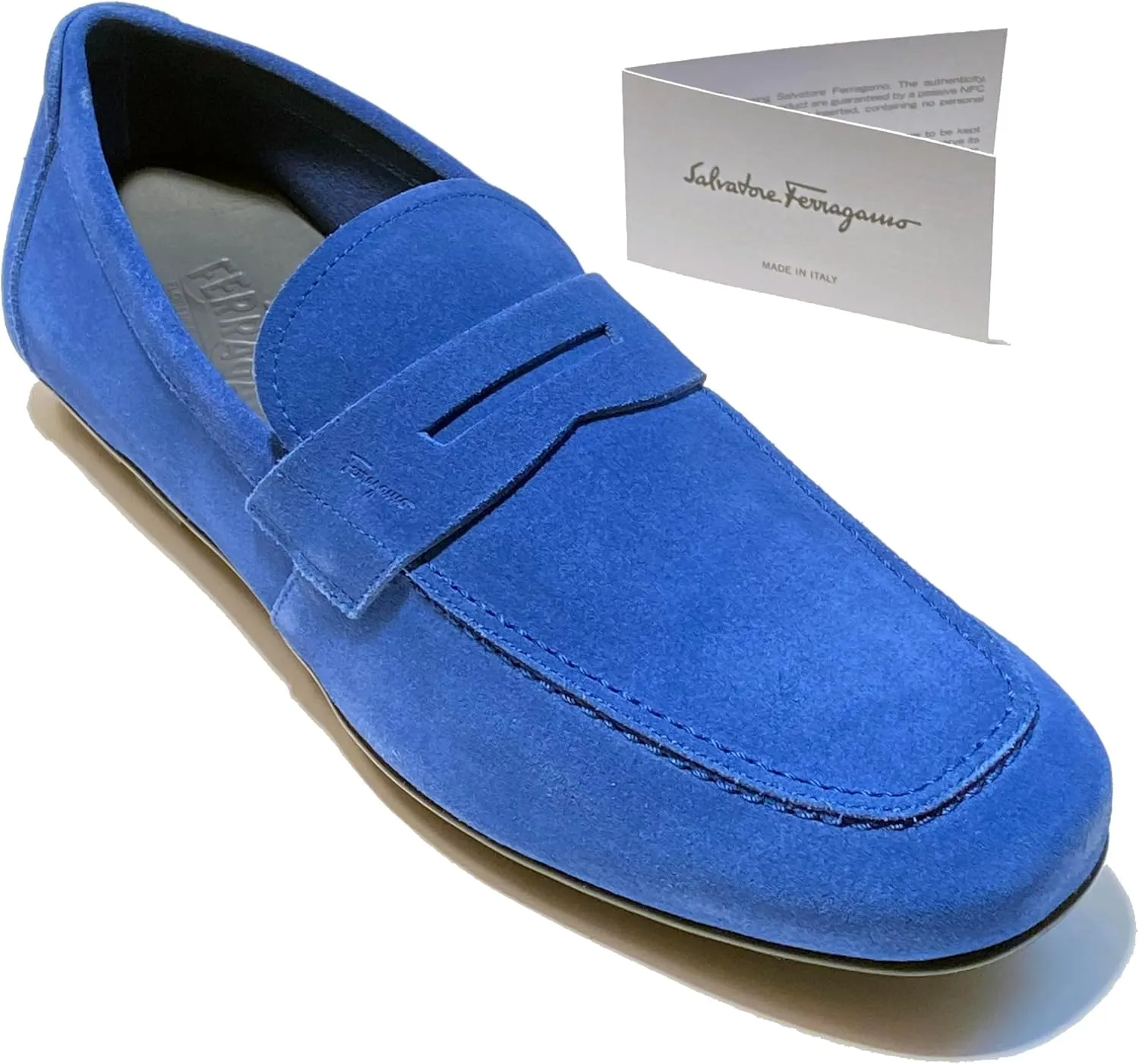 Penny Blue Suede Leather Dress Shoes Loafers Men's Moccasin Driver (Salvatore
