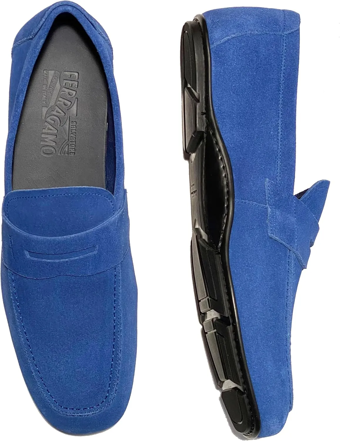 Penny Blue Suede Leather Dress Shoes Loafers Men's Moccasin Driver (Salvatore