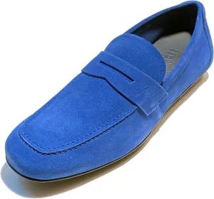 Penny Blue Suede Leather Dress Shoes Loafers Men's Moccasin Driver (Salvatore