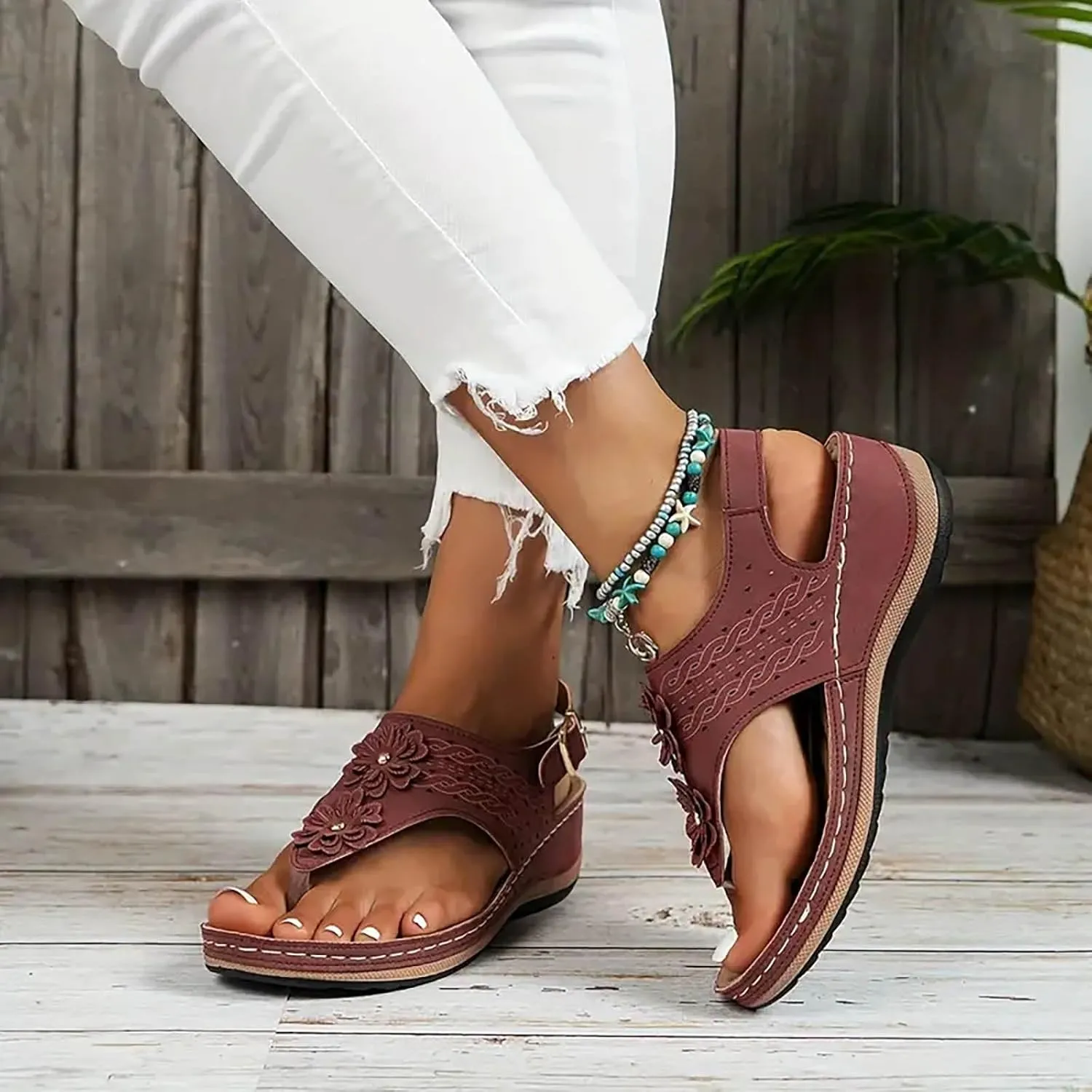 peqiut Sandals Women Orthopedic Wide Width Clip Toe Womens Sandals Comfortable Dressy Beach Summer Wedge Platform Sandals