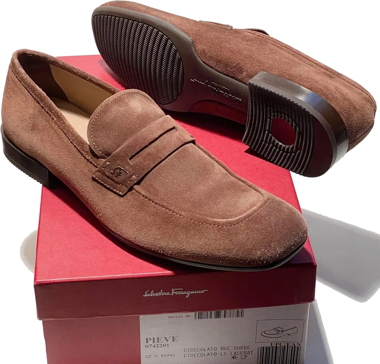 Pieve Penny Brown Suede Leather Loafers Men's Casual Moccasin (Salvatore