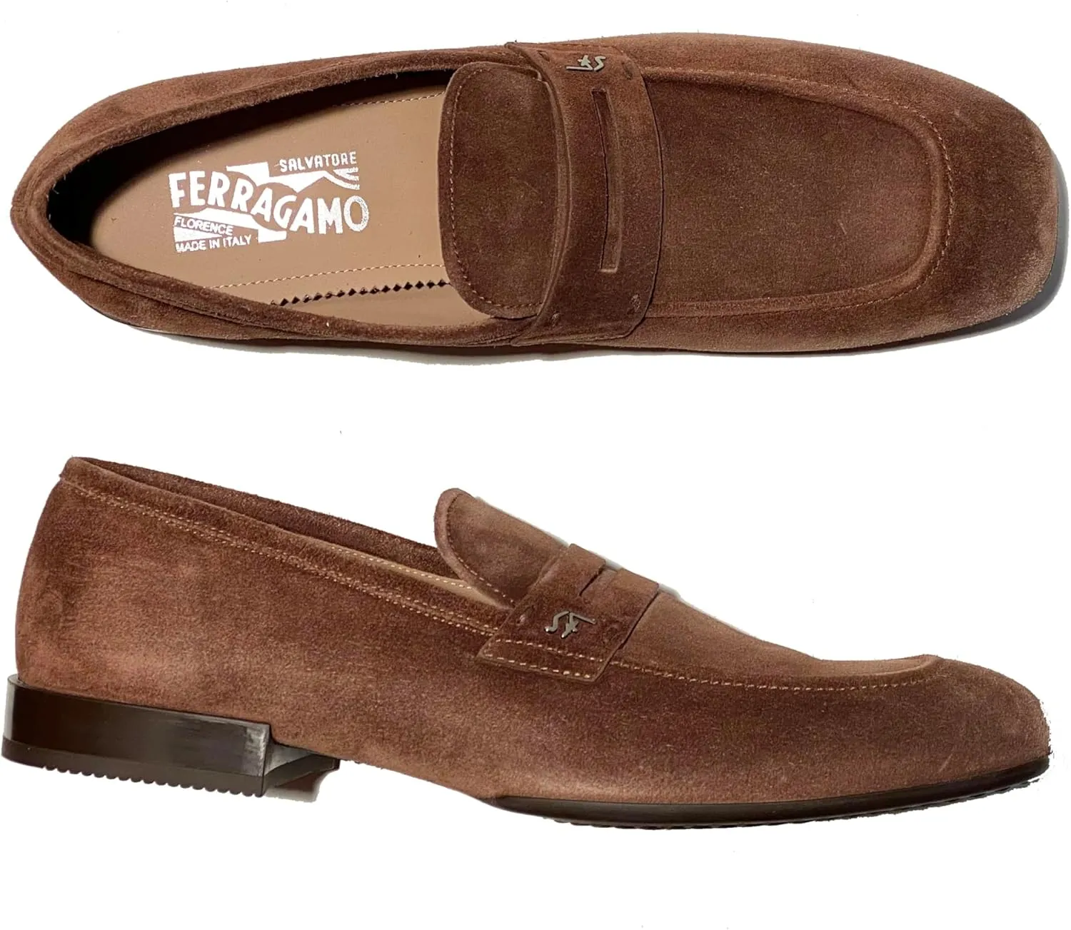 Pieve Penny Brown Suede Leather Loafers Men's Casual Moccasin (Salvatore