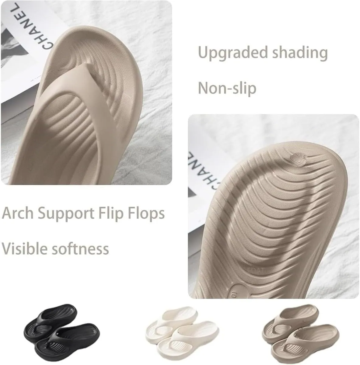 Pillow Arch Support Flip Flops for Women Men, Arch Support Walking Sandals Cloud Slides Non-slip Orthopedic Slippers
