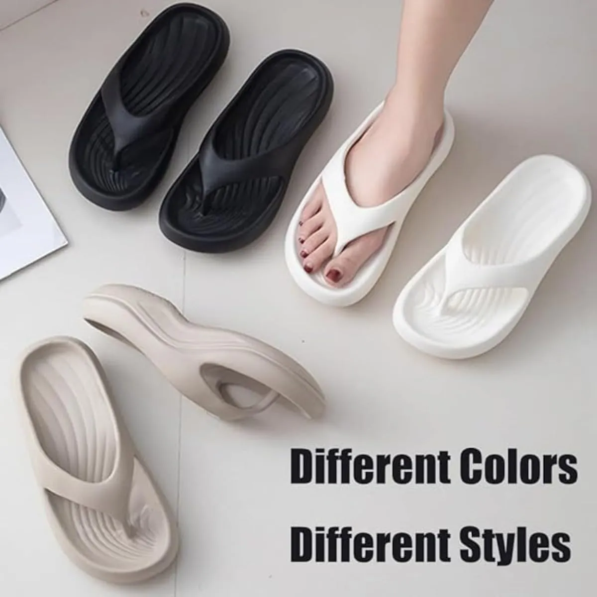 Pillow Arch Support Flip Flops for Women Men, Arch Support Walking Sandals Cloud Slides Non-slip Orthopedic Slippers