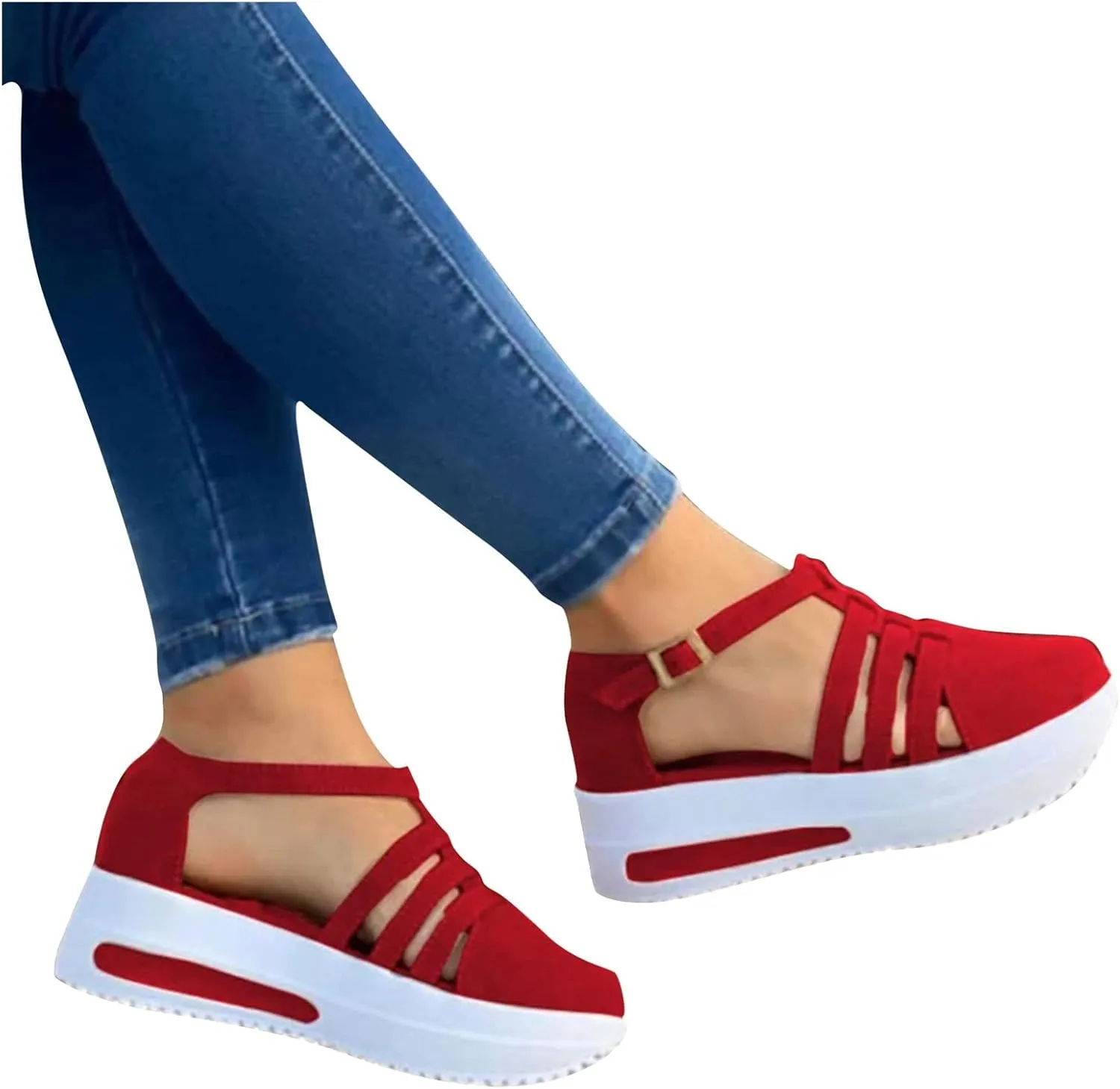 Platform Cusual Fashion Shoes Ladies Strap Sandals Solid Women's Wedge Strap Flat Sandals for Women