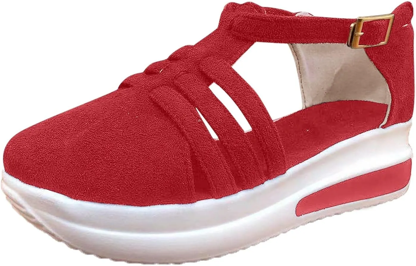 Platform Cusual Fashion Shoes Ladies Strap Sandals Solid Women's Wedge Strap Flat Sandals for Women