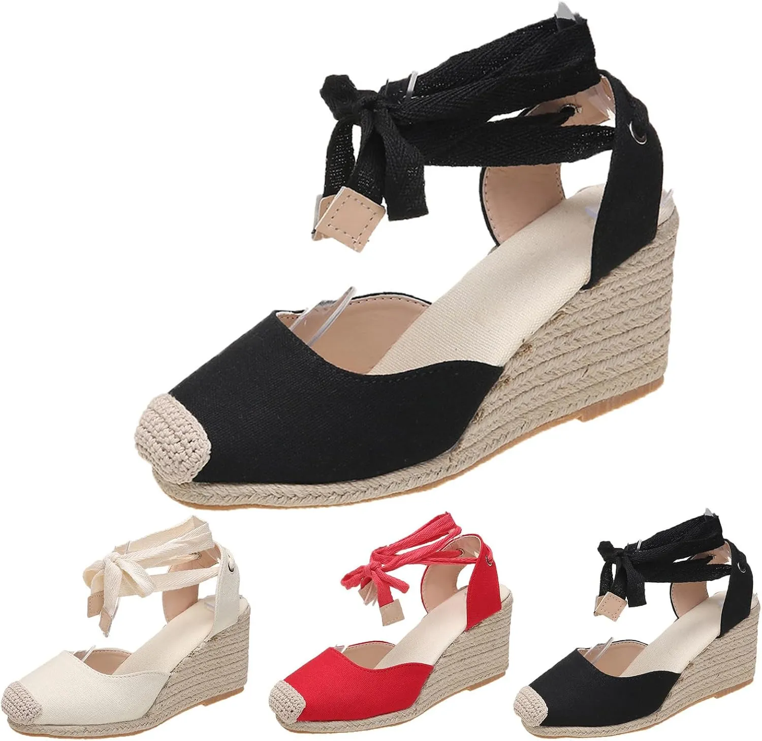 Platform Sandals for Women 2025 Fashion Closed Toe Slip On Wedge Sandals Tie Lace Up Strappy Ankle Strap Wedged Sandal for All Occasions: Casual, Work, Party