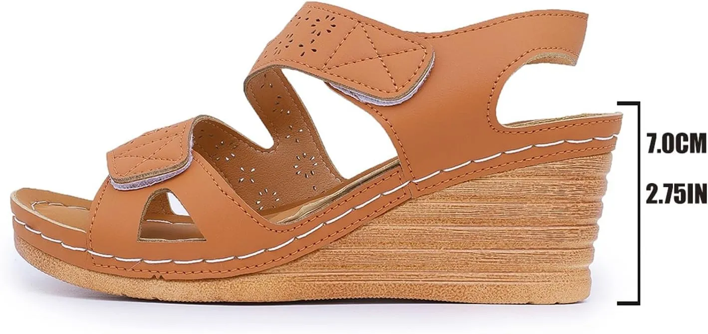 Platform Sandals Women Dressy Summer Comfortable Platform Wedges Open Toe Adjustable Ankle Strap Sandals Slip On Work Sandal for Women Office Summer Shoes Bohemian Sandal