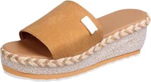 Platform Sandals Women Espadrille Wedge Casual Slippers Open Toe Dressy Heels Summer Slingback Wide Beach Shoes Wedges Strap Espadrilles Cute Slip-on High with Adjustable Buckle Ankle Boho
