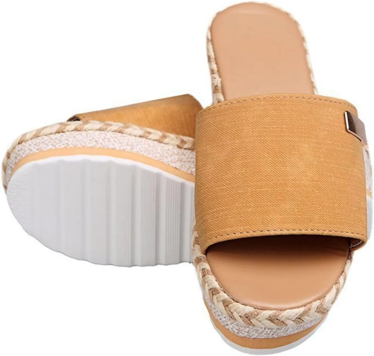 Platform Sandals Women Espadrille Wedge Casual Slippers Open Toe Dressy Heels Summer Slingback Wide Beach Shoes Wedges Strap Espadrilles Cute Slip-on High with Adjustable Buckle Ankle Boho