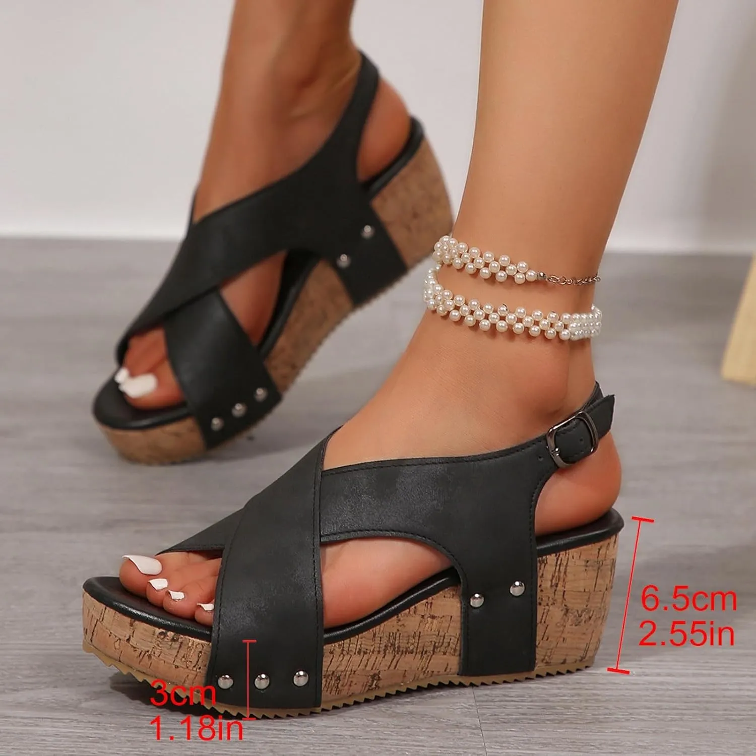 Platform Wedge Sandals for Women Dressy Summer Comfortable Wedge Sandals Ankle Strap Open Toe Espadrilles Sandal Slip On Walking Shoes Orthopedic Sandal with Arch Support Casual Boho Dress Shoes