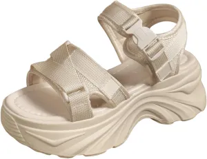 Platform Wedge Sandals Women Open Toe Ankle Strap Retro Walking Wedge Sandals Summer Dressy Shoes Lightweight Wide Width Summer Casual Sandals Outdoor