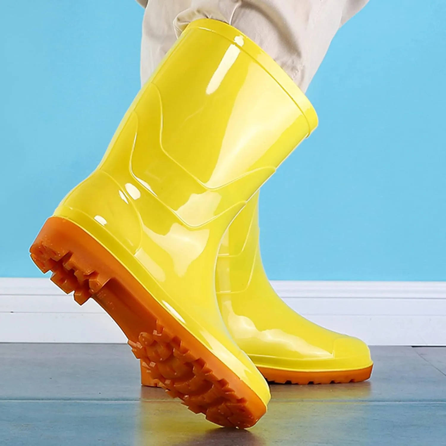 Rain Boots Women Women's Mid Calf Rain Boots Waterproof Garden Shoes Anti-Slipping Outdoor Boot for Hunting Farming