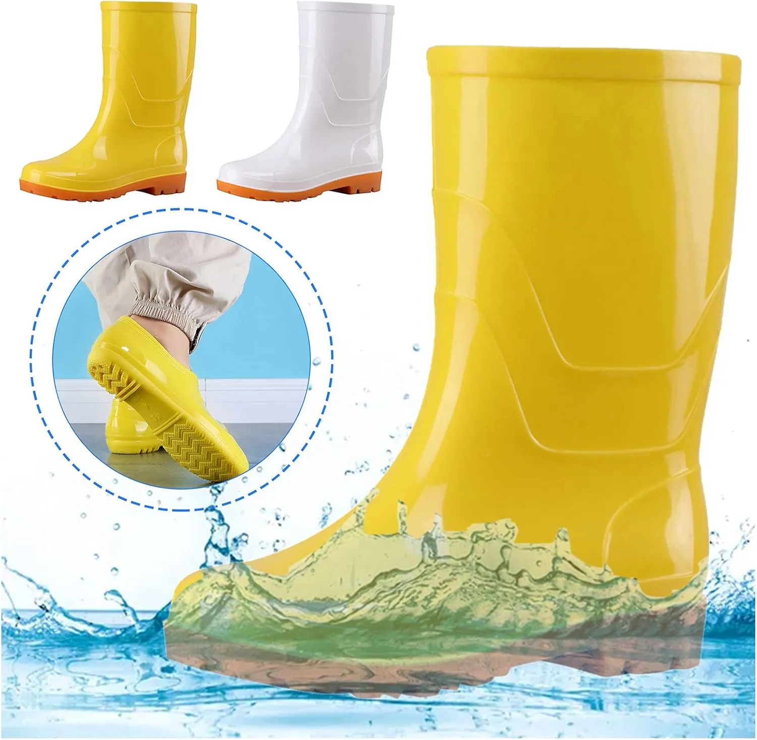 Rain Boots Women Women's Mid Calf Rain Boots Waterproof Rubber Boots Short Garden Shose for Hunting Gardening Farming