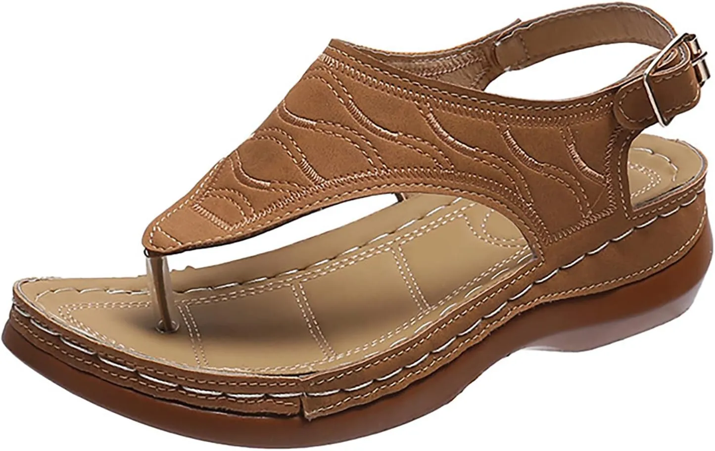 Rvidbe Womens Sandals Comfortable Dressy, Sandals Women Comfortable Dressy, Sandals Women Dressy, Women's Roman Orthopedic Arch Support Flip Flops Summer Comfortable Buckle Strap Thong Sandals
