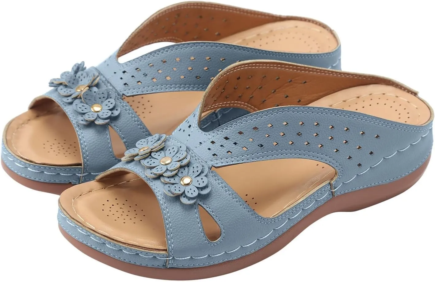 Sandals for Women 2024 Summer New Open Toe Cushion Orthopedic Arch Support Walking Sandals Shoes Dressy Flat