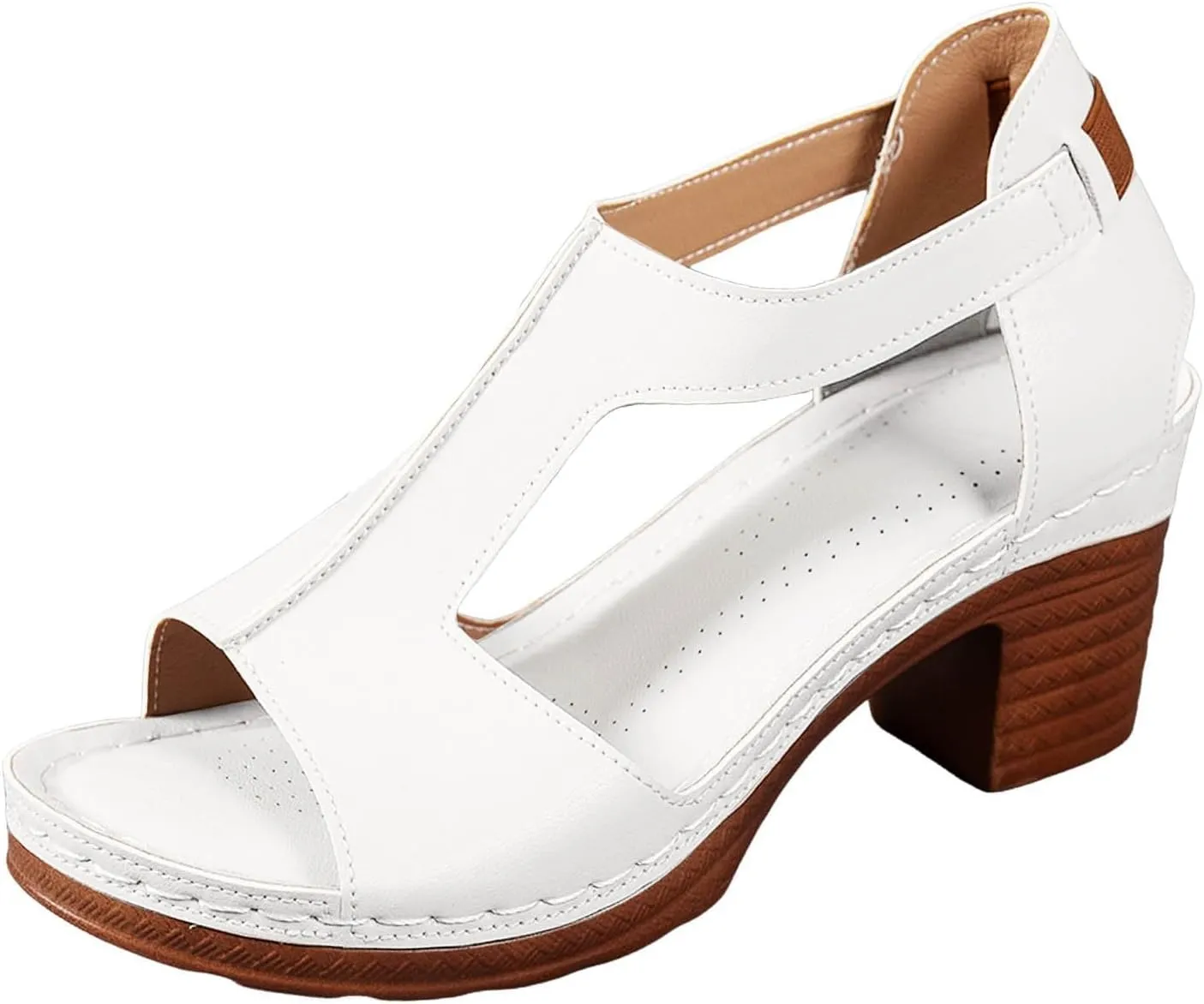 Sandals for Women 2025 Chunky Heel Orthopedic Elegant Comfortable Arch Support Open Toe Hollow Out Breathable Fashion Wedding Party Dress Sandals Casual Summer Ankle Strap Shoes