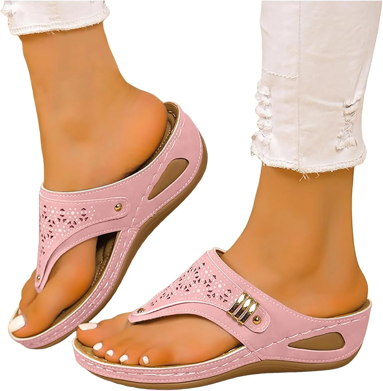 Sandals Womens with Arch Support Women Summer Arch Support Slip on Clip Toe Flip Flops Summer Casual Beach Vacation Shoes