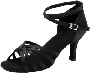 Satin Latin Dance Shoes For Women, Professional Node Heel, Salsa, Tango, Ballroom, 7cm, 5cm