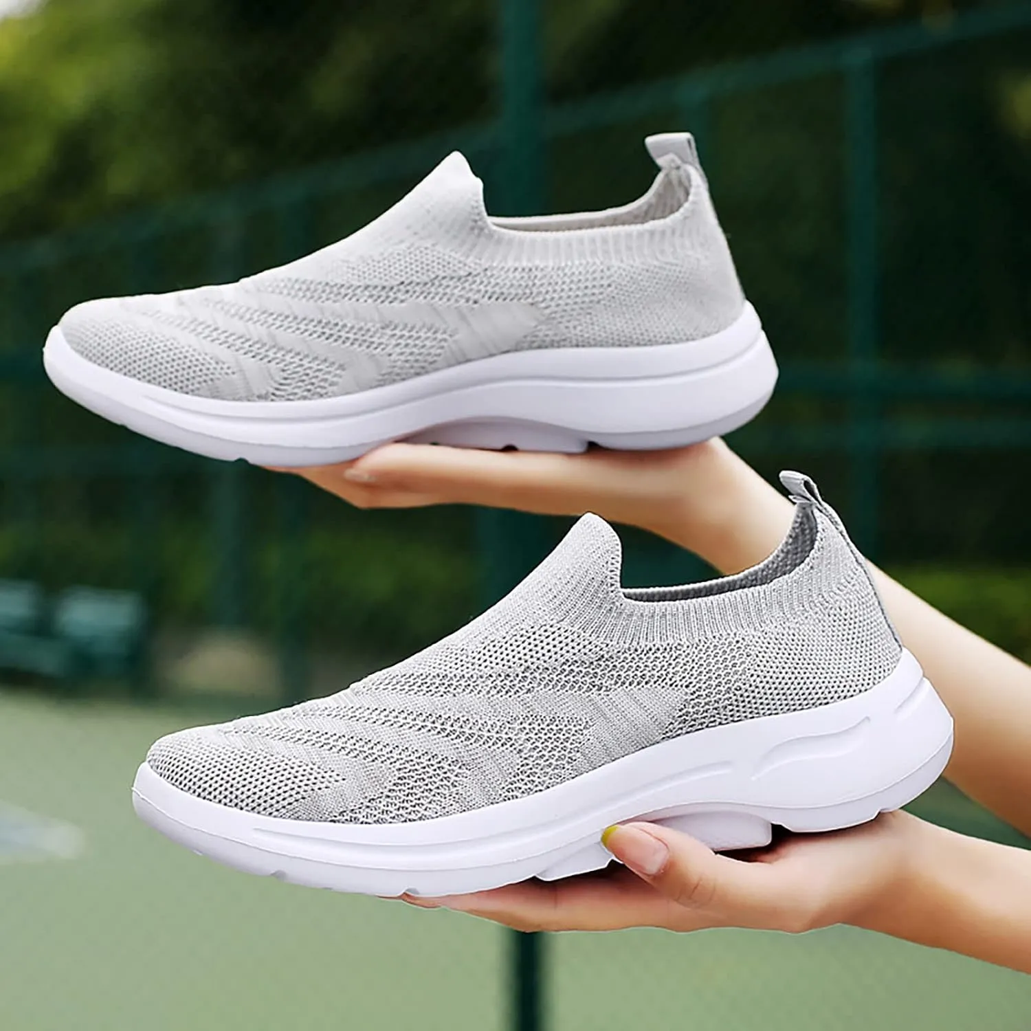 SBGMoSJ Plantar Fasciitis Shoes Women Slip Ons Wide Women Orthopedic Sneakers Wide All White Gym Shoes for Women Running Shoes for Women Black and White Women's Hiking Shoes Lightweight