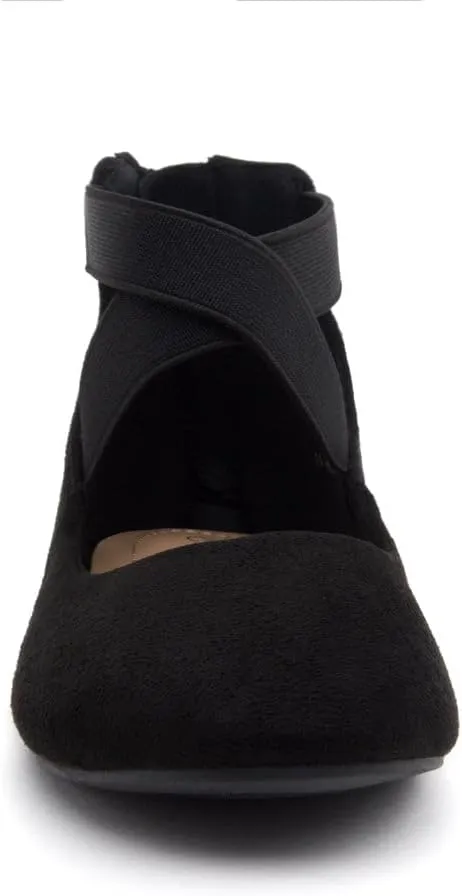 Shoe Land Women's Flats ?C Dressy & Casual Almond Toe Flat Shoes with Elastic Ankle Strap, Comfortable Slip-On Ballet Flats for Work, Office & Special Occasions