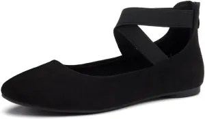 Shoe Land Women's Flats ?C Dressy & Casual Almond Toe Flat Shoes with Elastic Ankle Strap, Comfortable Slip-On Ballet Flats for Work, Office & Special Occasions