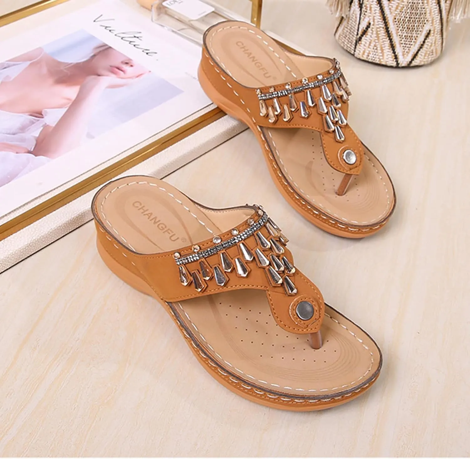 Slide Wedges Sandals for Women T Strap Sandals Low Wedges Open Toe Wide Width Orthopedic Slippers Slip On Casual Shoes Comfort Wear Shoes for Beach Vacation Outdoor Breathable Shoe Womens Sandals