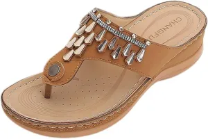 Slide Wedges Sandals for Women T Strap Sandals Low Wedges Open Toe Wide Width Orthopedic Slippers Slip On Casual Shoes Comfort Wear Shoes for Beach Vacation Outdoor Breathable Shoe Womens Sandals