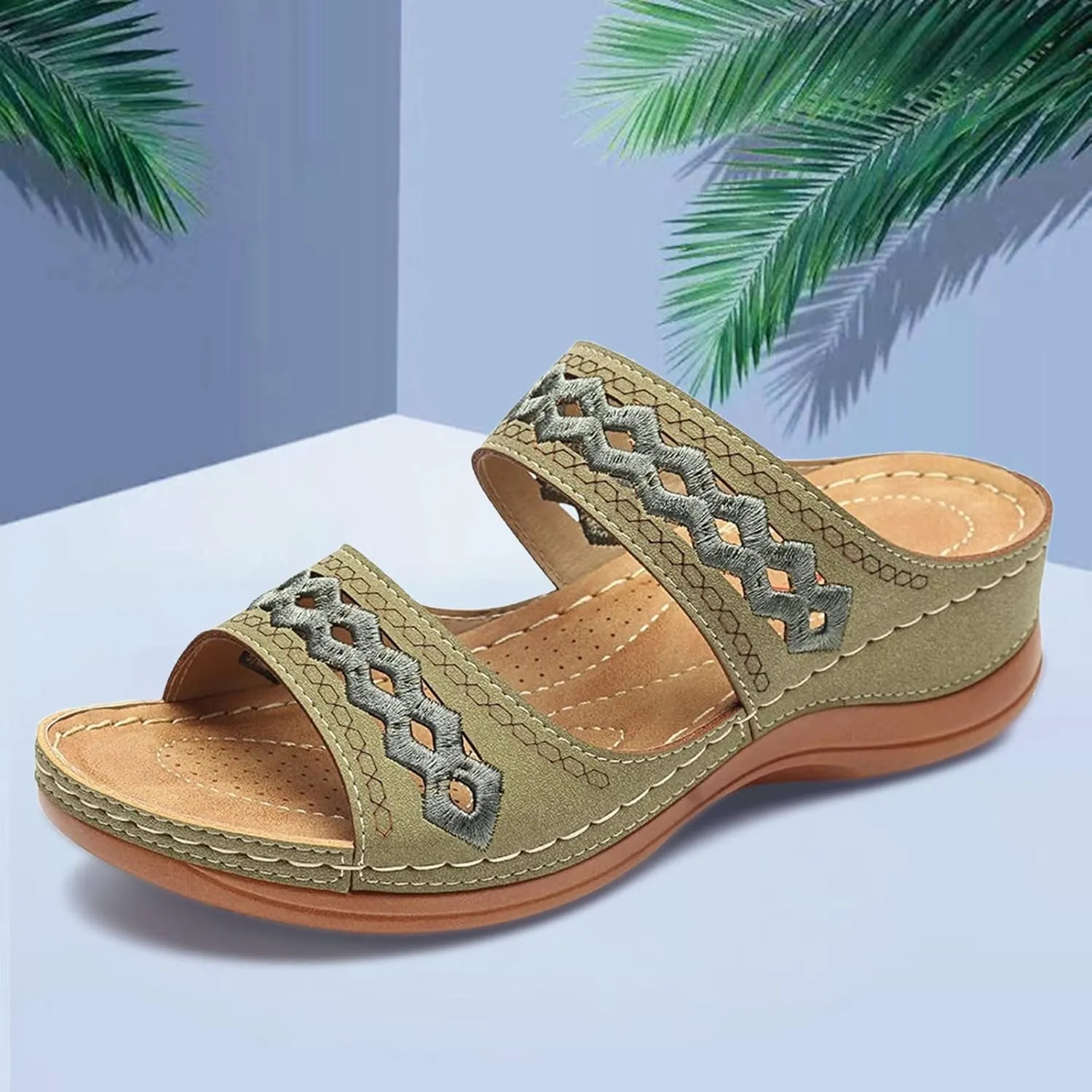 Slip Sliders Slippers Shoes Summer Sandals For Women Wedges Shoes Fashion On Strap Women's Flat Slingback