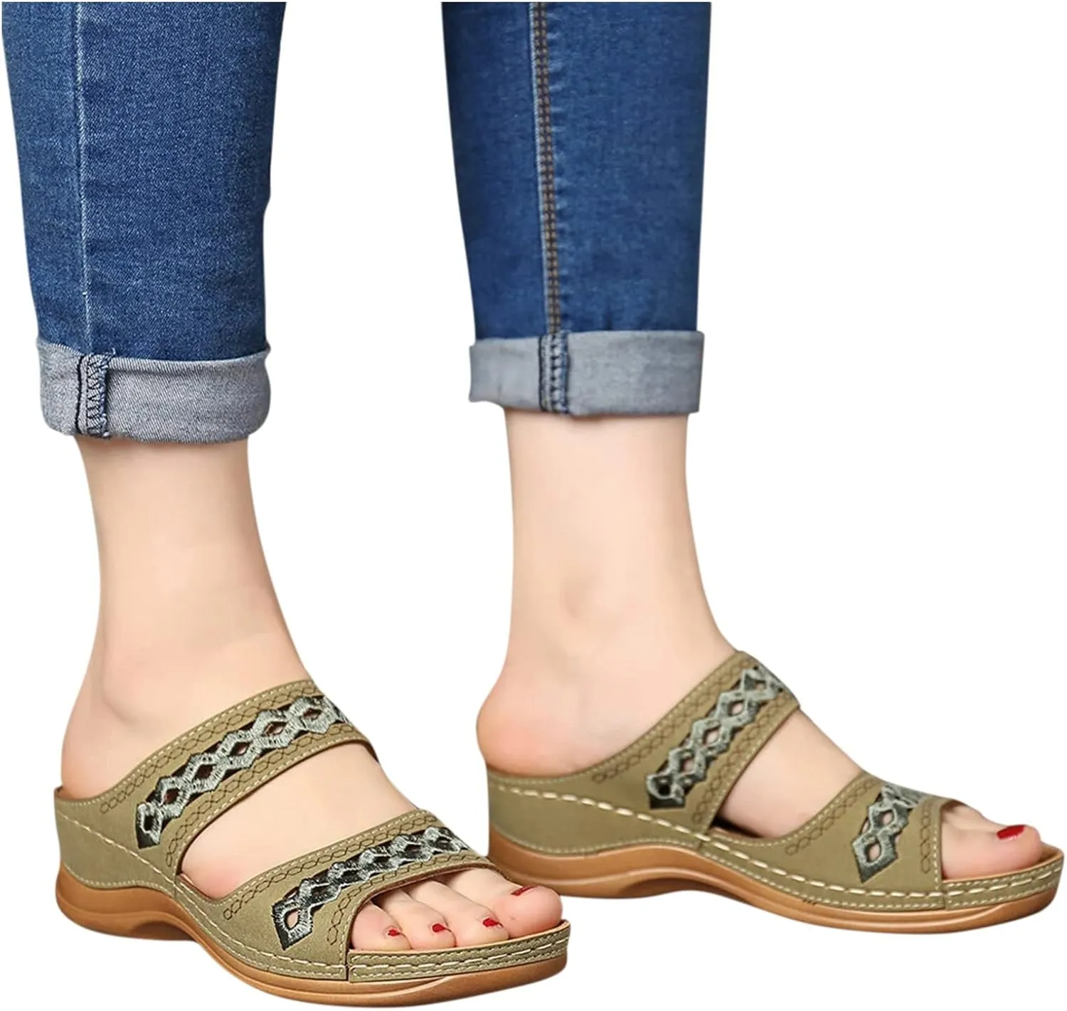 Slip Sliders Slippers Shoes Summer Sandals For Women Wedges Shoes Fashion On Strap Women's Flat Slingback