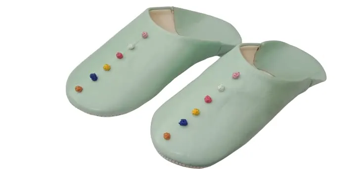 slippers for women indoor summer, Spa Slippers,home slippers for women indoor summer,leather slippers for women hotel slippers Handmade slippers, moroccan babouche (10-11 US, sea green)