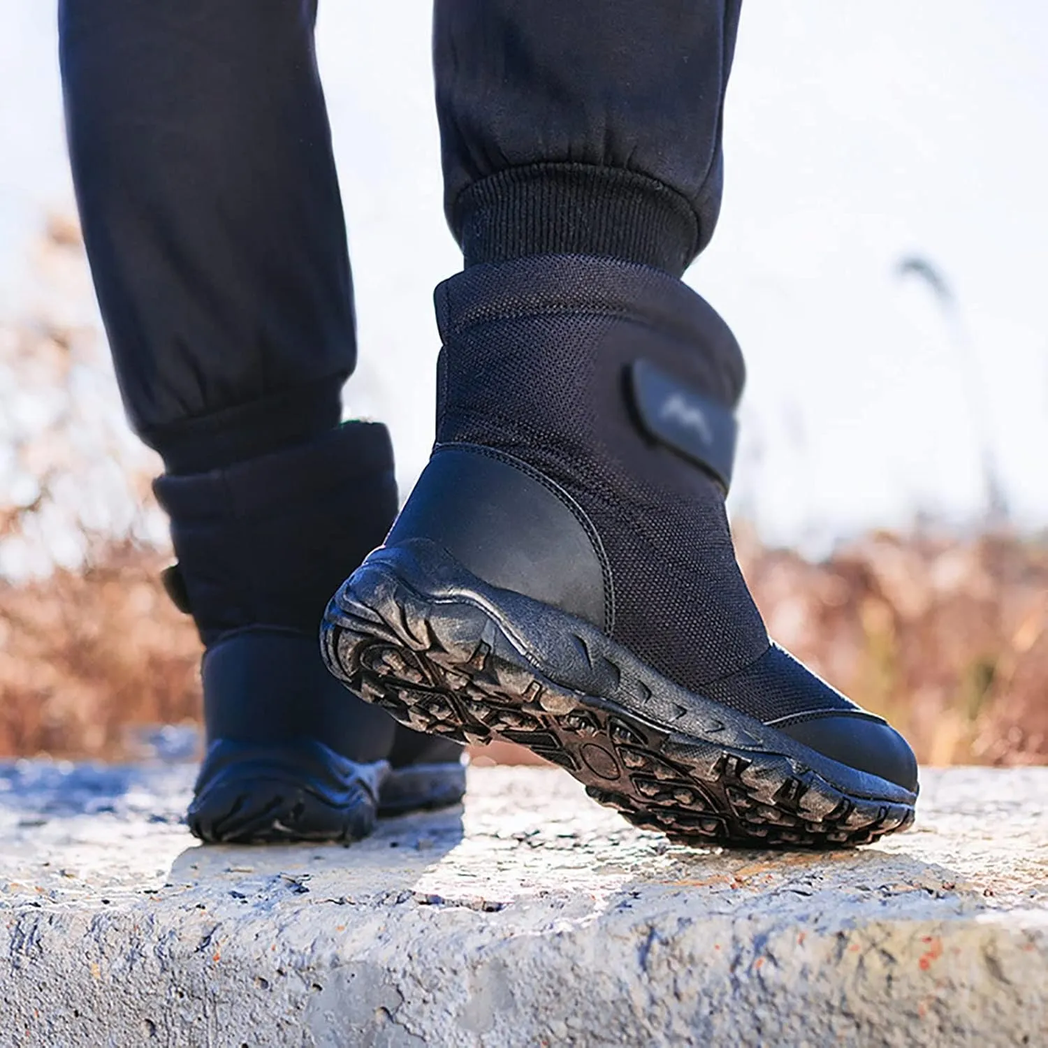 Snow Boots for Men, Winter Comfortable Non-slip Waterproof Hiking Ankle Snow Fur Lined Warm Outdoor Boot, for Outdoor Athletic Cold Weather Mens Snow Boots