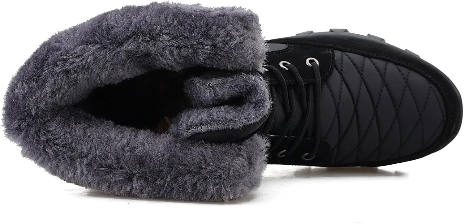 Snow Boots for Men, Winter Outdoor Warm Ankle Fully Fur Lined Anti-slip Waterproof Comfortable Hiking Boots, for Trekking Rubber Sole Durable Hiking Boots