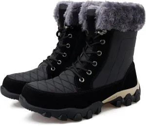 Snow Boots for Men, Winter Outdoor Warm Ankle Fully Fur Lined Anti-slip Waterproof Comfortable Hiking Boots, for Trekking Rubber Sole Durable Hiking Boots
