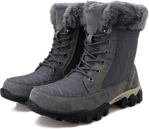 Snow Boots for Men, Winter Outdoor Warm Ankle Fully Fur Lined Anti-slip Waterproof Comfortable Hiking Boots, for Trekking Rubber Sole Durable Hiking Boots