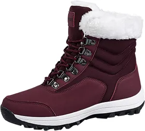 Snow Boots for Women Warm Winter Boots Lace Up Ankle Boots Waterproof Mid Calf Boots for Walking Hiking