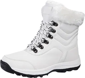 Snow Boots for Women Warm Winter Boots Lace Up Ankle Boots Waterproof Mid Calf Boots for Walking Hiking