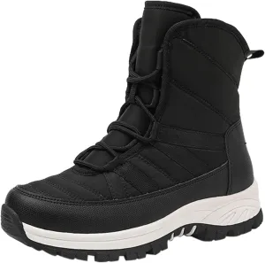 Snow Boots for Women Winter Shoes Water-proof Warm Fleece Lined Ankle Booties Comfortable Shoes for Women Slip On Mid Calf Boots Hiking Tennis Booties Lace-up Platform Boots Lightweight