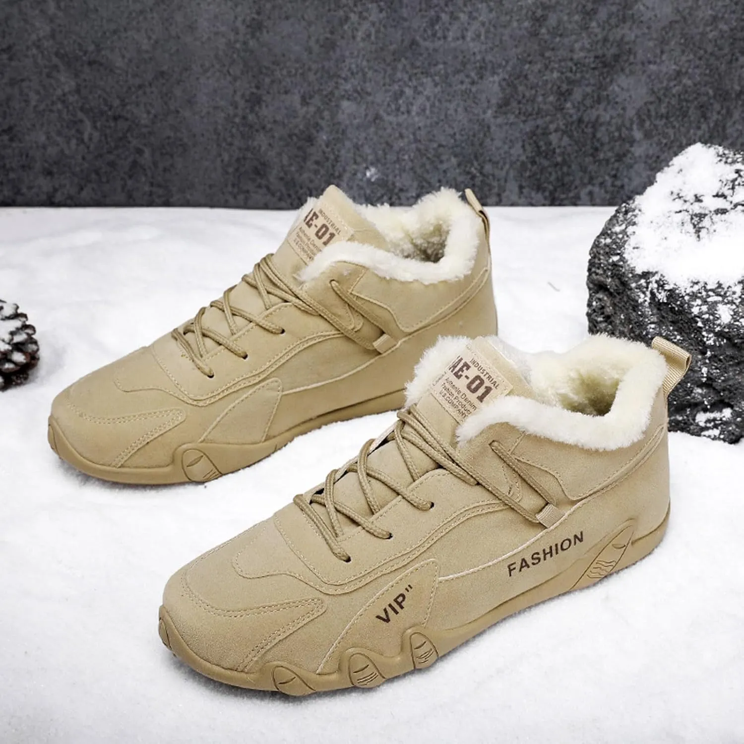 Snow Boots Women Casual Winter Hiking Boots Outdoor Snow Ankle Boots for Women Water-proof Lightweight Lace up Fleece Lined Walking Shoes Anti-Slip Fashion Sneakers Camping Work Boots