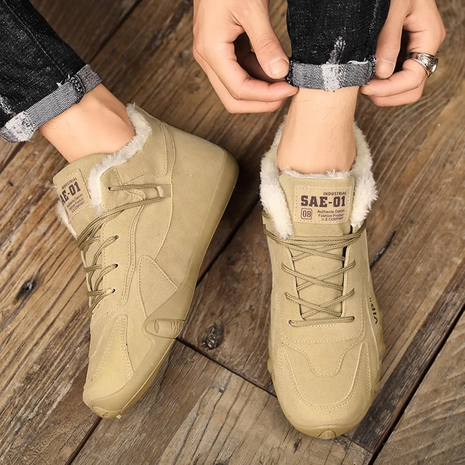 Snow Boots Women Casual Winter Hiking Boots Outdoor Snow Ankle Boots for Women Water-proof Lightweight Lace up Fleece Lined Walking Shoes Anti-Slip Fashion Sneakers Camping Work Boots