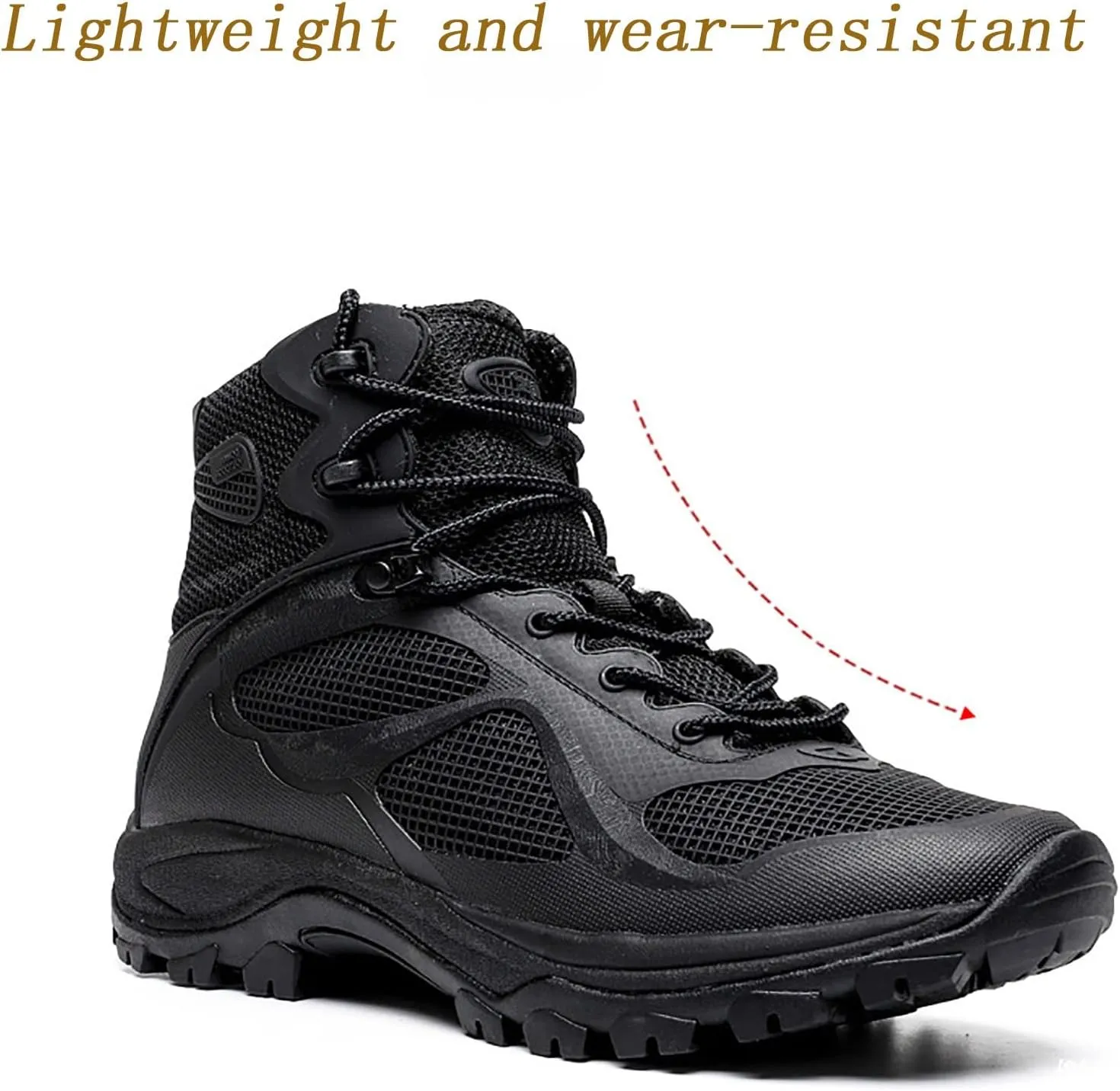 Spring and Autumn Military Hiking Shoes, Non-slip Wear-resistant Breathable Mid-top Tactical Boots for Men, for Outdoor Lace-up Sports Military Boots