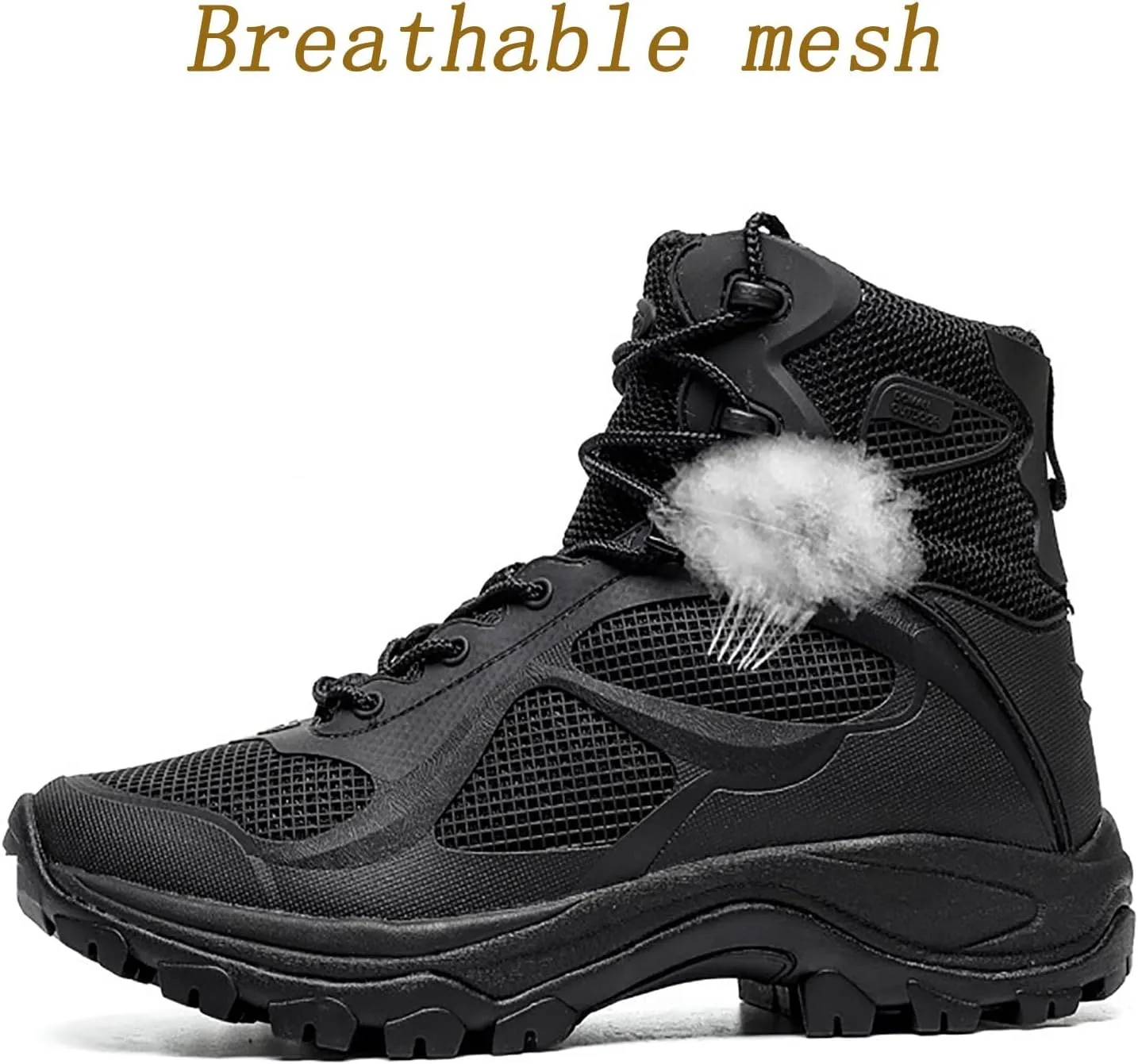 Spring and Autumn Military Hiking Shoes, Non-slip Wear-resistant Breathable Mid-top Tactical Boots for Men, for Outdoor Lace-up Sports Military Boots