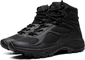 Spring and Autumn Military Hiking Shoes, Non-slip Wear-resistant Breathable Mid-top Tactical Boots for Men, for Outdoor Lace-up Sports Military Boots