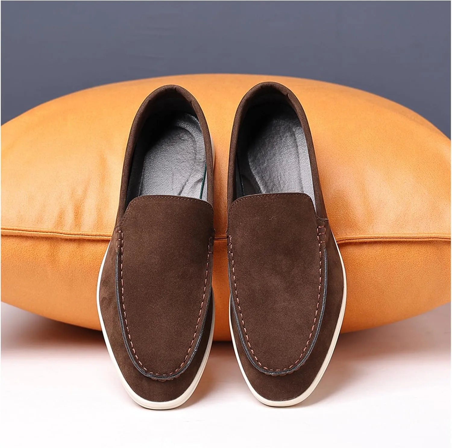 Suede Loafers for Men Slip-On Casual Dress Shoes Lightweight Walking Moccasins with Comfort Sole for Office Work Daily Travel Shoes