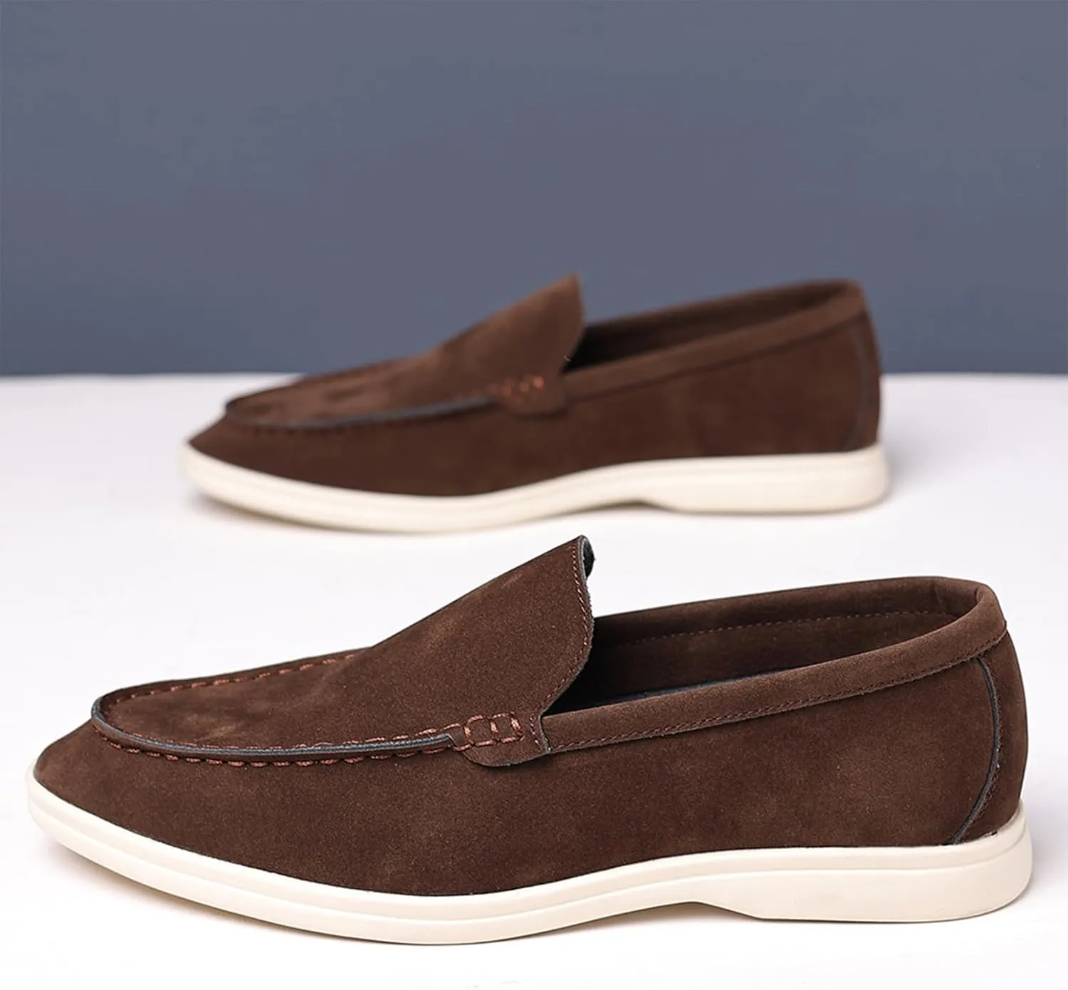 Suede Loafers for Men Slip-On Casual Dress Shoes Lightweight Walking Moccasins with Comfort Sole for Office Work Daily Travel Shoes